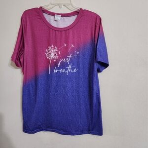 Women’s T-Shirt, Two-tone Color, "Just Breathe", Soft Fabric